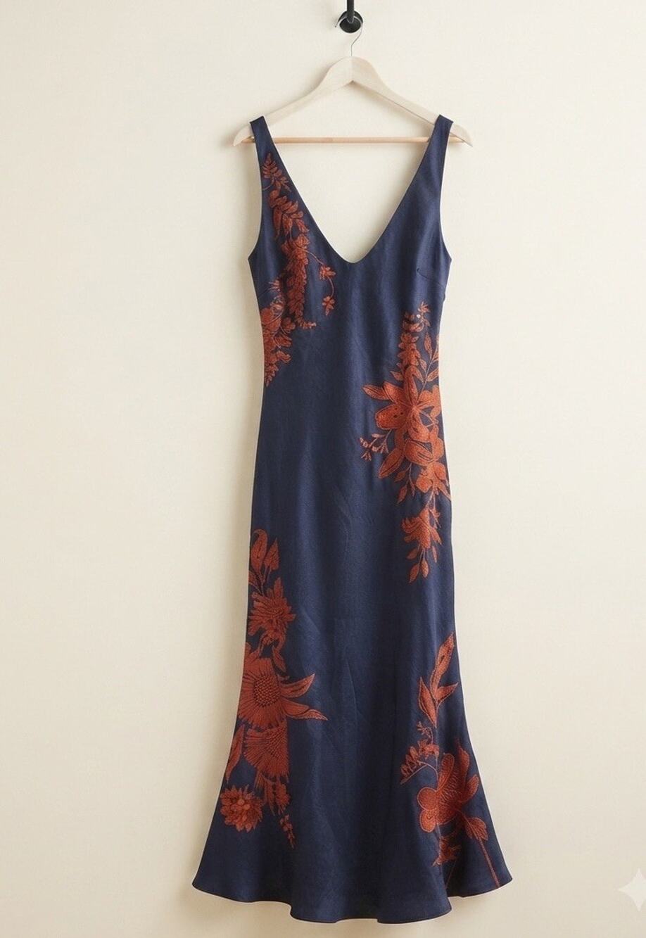 ASOS Design Floral Embroidered Maxi Dress Navy Whimsigoth Fairycore Rare Size 8
